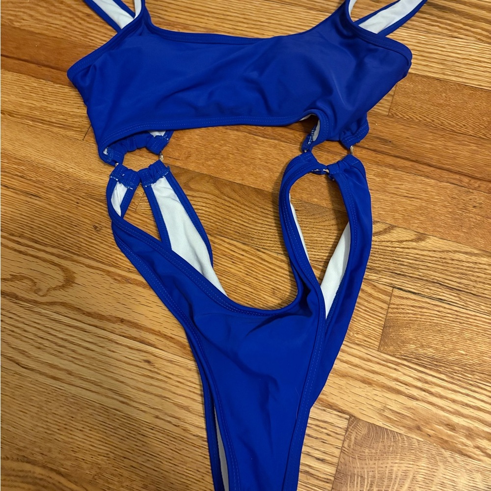 SHEIN Women's Blue Cutout Swimsuit